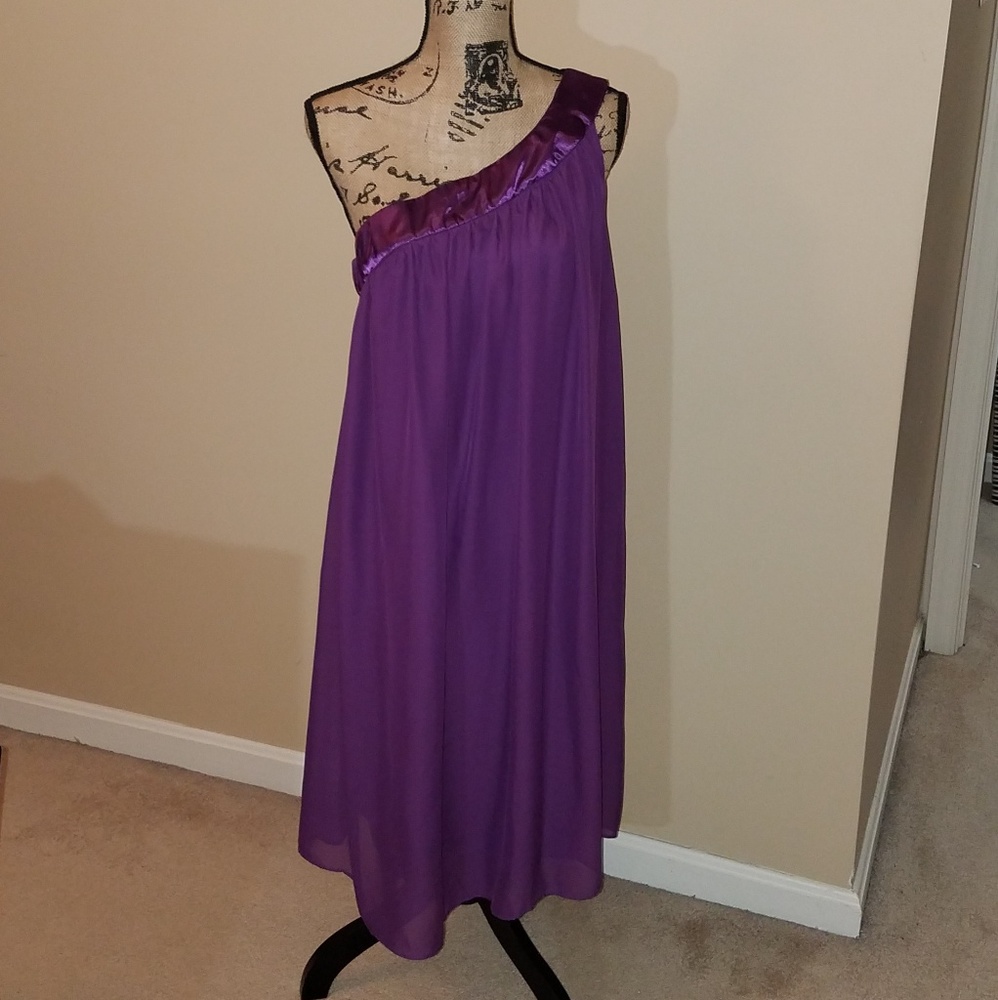 LANE BRYANT ONE SHOULDER PURPLE CHIFFON DRESS